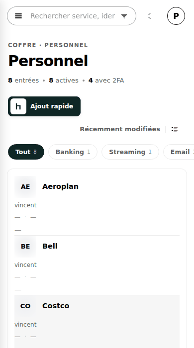 Le même coffre sur un téléphone.